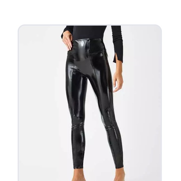 Shiny Black High-Waisted Leggings - Picture 1 of 8